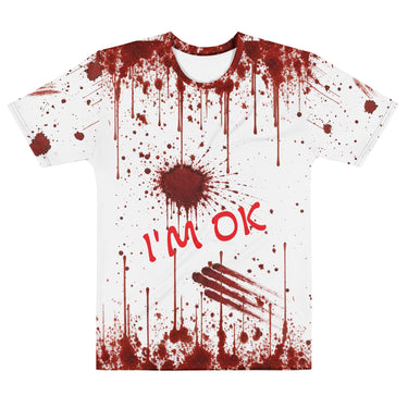 Alles gut. I'm OK Allover Blutspritzer T-Shirt – Weiß – Vorderseite