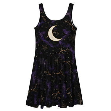 Spinnwebnacht Allover Halloween Skaterkleid – Weiß – Rückansicht