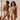 String-Bikini Art déco Champagner – Seitenansicht am Model