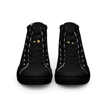 High-Top Sneaker Brilliant Move, Paar von vorne, schwarzes Canvas mit goldenem Schachbrett-Verlauf, !! auf der Zunge