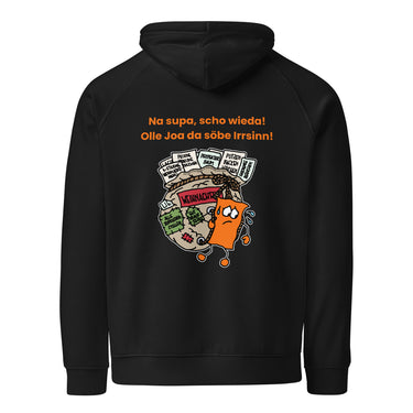Jammerlappen „Na supa, scho wieda!“ Weihnachts-Hoodie – Schwarz – Rückansicht