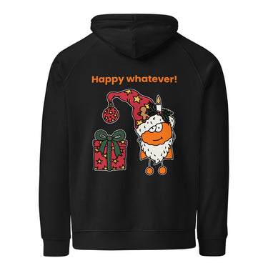 Jammerlappen „Happy whatever!“ Weihnachts-Hoodie – Schwarz – Rückansicht