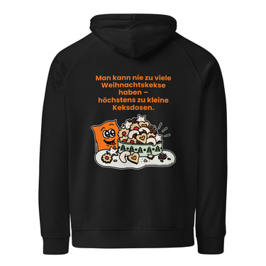 Jammerlappen „Nie zu viele Weihnachtskekse“ Weihnachts-Hoodie – Schwarz – Rückansicht