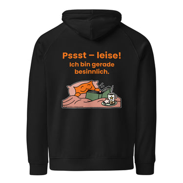 Jammerlappen „Pssst – leise! Ich bin gerade besinnlich.“ Weihnachts-Hoodie – Schwarz – Rückansicht