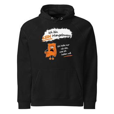 Jammerlappen „Ich bin KEIN Mangelzwerg“ Hoodie – Schwarz – Vorderansicht