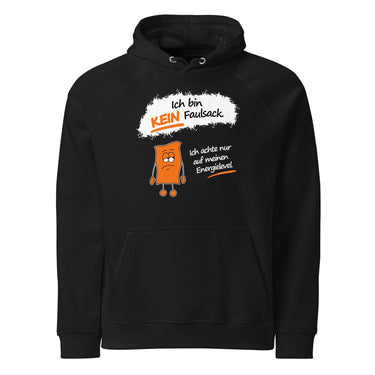 Jammerlappen „Ich bin KEIN Faulsack“ Hoodie – Schwarz – Vorderansicht