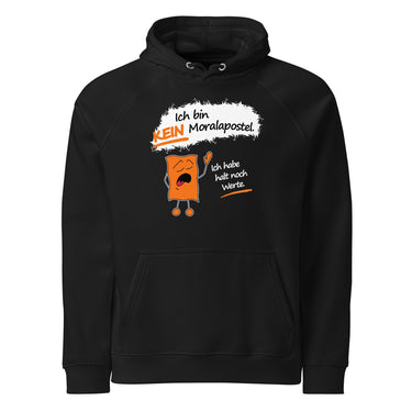 Jammerlappen „Ich bin KEIN Moralapostel“ Hoodie – Schwarz – Vorderansicht