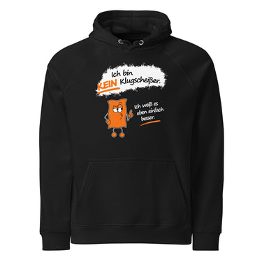 Jammerlappen „Ich bin KEIN Klugscheißer“ Hoodie – Schwarz – Vorderansicht