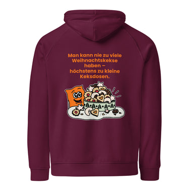 Jammerlappen „Nie zu viele Weihnachtskekse“ Weihnachts-Hoodie – Burgundy – Rückansicht