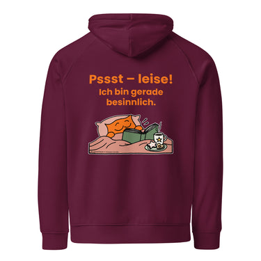 Jammerlappen „Pssst – leise! Ich bin gerade besinnlich.“ Weihnachts-Hoodie – Burgundy – Rückansicht