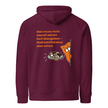 Jammerlappen „Weihnachtskekse aber schon“ Weihnachts-Hoodie – Burgundy – Rückansicht