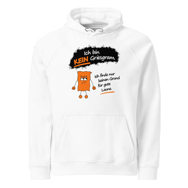 Jammerlappen „Ich bin KEIN Griesgram“ Hoodie – Weiß – Vorderansicht