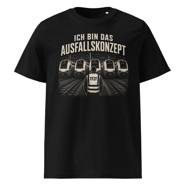 NYRRA-DESIGN T-Shirt Schwarz mit Eisenbahn-Motiv und Schriftzug Ich bin das Ausfallskonzept