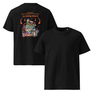 Jammerlappen „Heuer schenken wir uns nichts“ Weihnachts-Shirt – Schwarz – Vorder- und Rückansicht