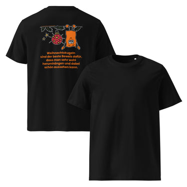 Jammerlappen „Schön herumhängen“ Weihnachts-Shirt – Schwarz – Vorder- und Rückansicht