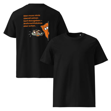 Jammerlappen „Weihnachtskekse aber schon“ Weihnachts-Shirt – Schwarz – Vorder- und Rückansicht