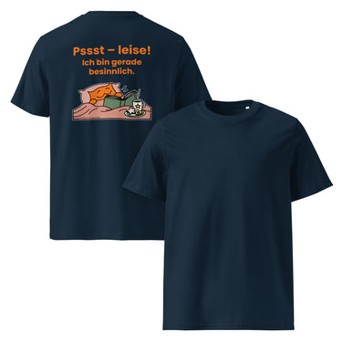 Jammerlappen „Pssst – leise! Ich bin gerade besinnlich.“ Weihnachts-Shirt – French Navy – Vorder- und Rückansicht
