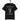 schwarzes T-Shirt mit Spruch hey wie geht es dir? gut wie immer, weiße Grafik eines Mannes der eine Weltkugel trägt