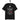 schwarzes T-Shirt mit Spruch herr bitte lass es Steine regnen oder Hirn Hauptsache du triffst, Symbole für Wolke, Stein, Hirn und Zielkreuz