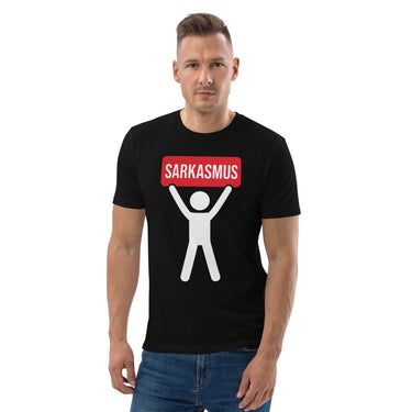 Sarkasmus-Schild Comic-Figur T-Shirt – Schwarz – Frontansicht