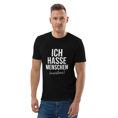 Ich hasse Menschen meistens Sarkasmus T-Shirt – Schwarz – Frontansicht