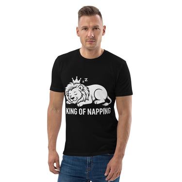 King of Napping Löwe T-Shirt – Schwarz – Frontansicht
