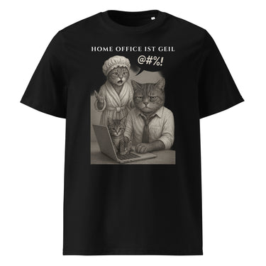 Nyrra-Design Home Office ist Geil Katzen Shirt – Lustiger Büroalltag Humor Front Schwarz
