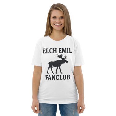 Elch Emil Fanclub Shirt für Tierfreunde T-Shirt – Weiß – Frontansicht