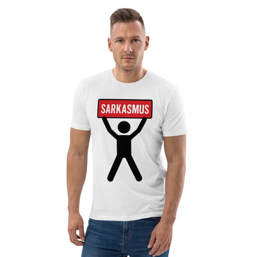 Sarkasmus-Schild Comic-Figur T-Shirt – Weiß – Frontansicht
