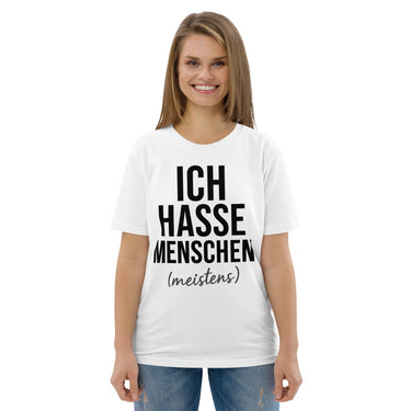 Ich hasse Menschen meistens Sarkasmus T-Shirt – Weiß – Frontansicht