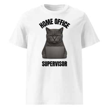 Weißes T-Shirt mit Katze und Spruch Home Office Supervisor