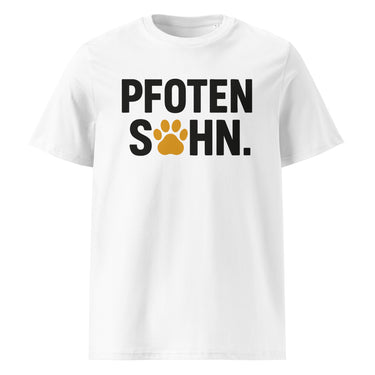 Weißes T-Shirt mit Aufdruck Pfoten Sohn und Pfotenmotiv