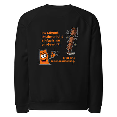 Jammerlappen „Zimt ist eine Lebenseinstellung“ Weihnachts-Pullover – Schwarz – Rückansicht