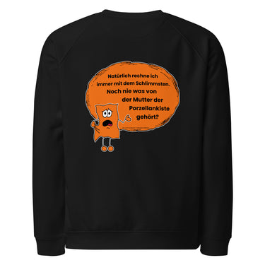 Jammerlappen „Die Mutter der Porzellankiste“ Spruch-Pullover – Schwarz – Rückansicht