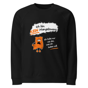 Jammerlappen „Ich bin KEIN Mangelzwerg“ Pullover – Schwarz – Vorderansicht