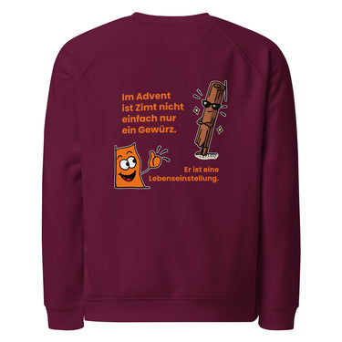 Jammerlappen „Zimt ist eine Lebenseinstellung“ Weihnachts-Pullover – Burgundy – Rückansicht