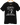 Schwarzes T-Shirt mit weißem Druck: Grim Reaper mit Sense und Hofnarr zwischen dem Text ‚Tod sein ist wie dumm sein – nur für alle anderen schlimm