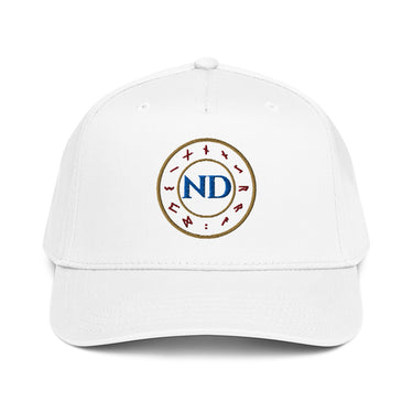 Nyrra Merch 5-Panel Cap strukturiertes Stirnpanel – Weiß – Frontansicht