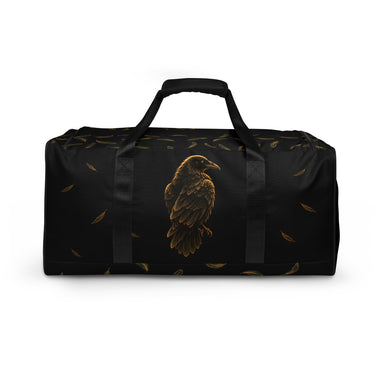 Huginn & Muninn Weekender Reisetasche – Schwarz/Gold – Rückseite mit Muninn