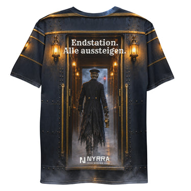 Endstation Alle aussteigen Allover Halloween Shirt – Weiß – Rückansicht