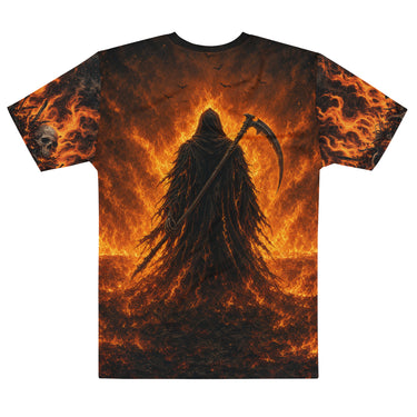 Reaper Inferno Allover Halloween T-Shirt – Weiß – Rückansicht