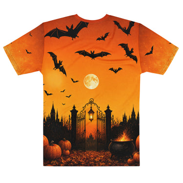 Hexenkatze Allover Halloween T-Shirt – Orange – Rückansicht