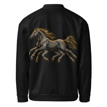 Sleipnir Bomberjacke – Schwarz/Gold – Rückseite mit Sleipnir, Odins achtbeinigem Pferd, in Goldgravur