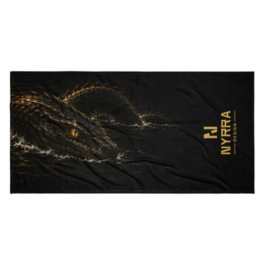 Jörmungandr Die Midgardschlange Strandtuch Schwarz/Gold – Weiß – Produktansicht
