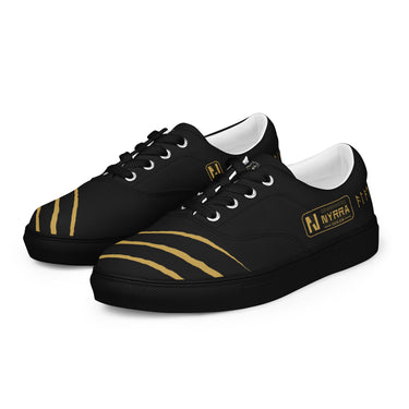 Herren Lace-Up Sneaker Fenrir von links vorne, goldene Krallen, Runenband und Plakette powered by Nyrra-Design