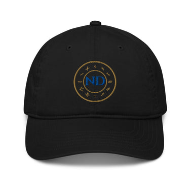 Nyrra Merch Bio-Dad-Cap nachhaltiges Basic – Schwarz – Frontansicht