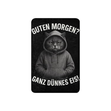 „Guten Morgen? Ganz dünnes Eis!“ Sherpa-Decke – Sandbraun – Frontansicht