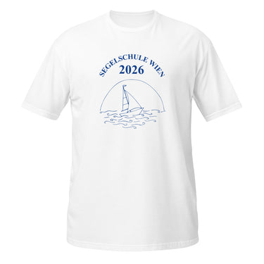 Segelschule Wien 2026 Kursshirt mit Segelmotiv T-Shirt – Weiß – Frontansicht
