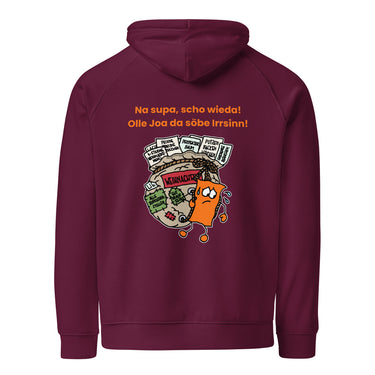 Jammerlappen „Na supa, scho wieda!“ Weihnachts-Hoodie – Burgundy – Rückansicht
