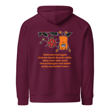 Jammerlappen „Schön herumhängen“ Weihnachts-Hoodie – Burgundy – Rückansicht